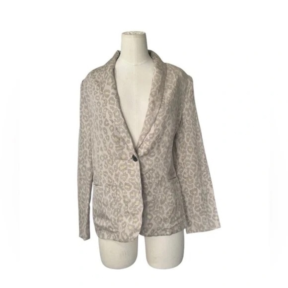 Raquel Allegra Leopard Print Linen / Silk Blazer - Size 0 / XS - Picture 6 of 6